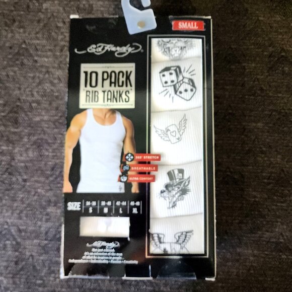 Ed Hardy 10-Pack Ultra Comfort Rib Tanks Small With Tattoo-Inspired Dragon Tiger - Picture 2 of 5